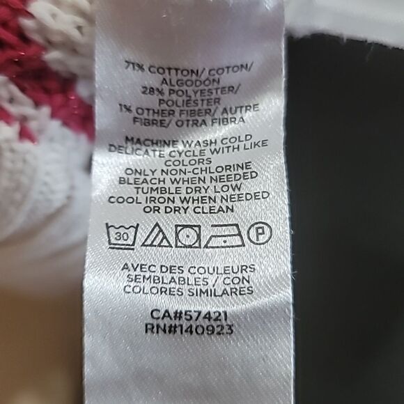 Loft Shimmer Red and Cream Stripe Stitchy Halter Sweater Sz Small - Picture 9 of 9